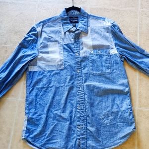 True Religion Denim Patch Long Sleeve Shirt Large